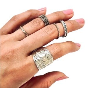 🛍 5-pc silver elephant ring midi set